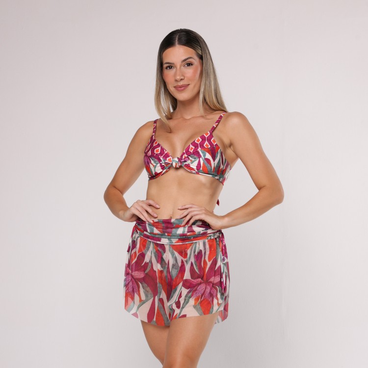 Short De Tule Estampa Flower