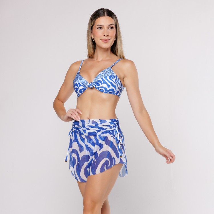 Short De Tule Estampa Wave