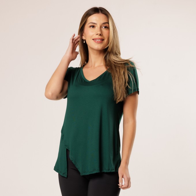 Blusa Viscose Manga Curta VD.ESCURO