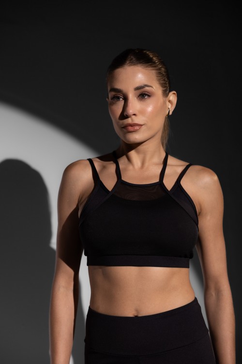 Top Fitness Com Detalhe em Tule