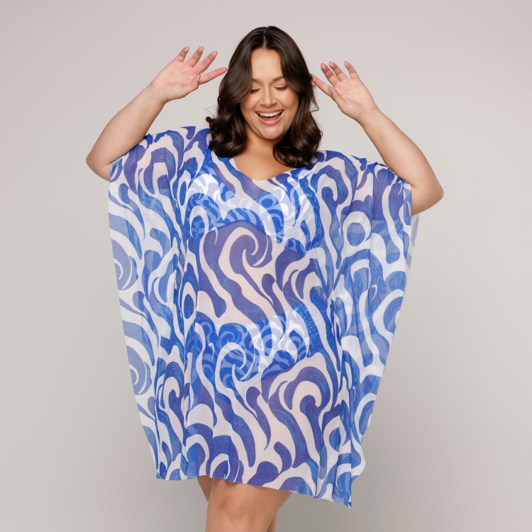 Saída de Praia Manga Morcego Estampa waver