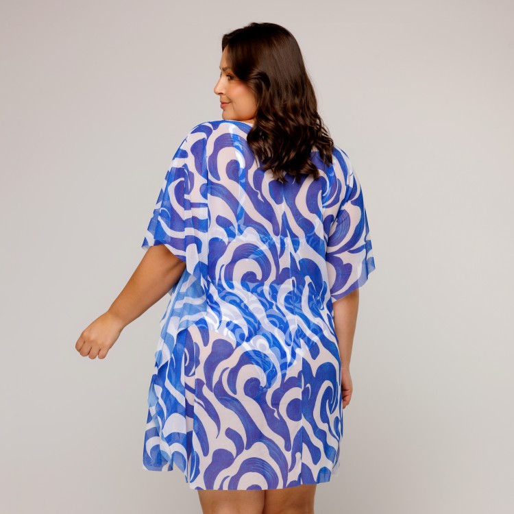 Saída de Praia Manga Morcego Estampa waver