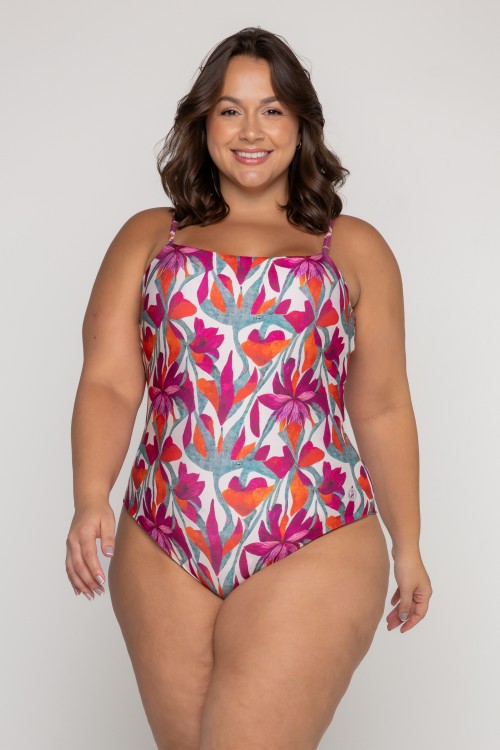 Body Maiô com Tiras nas Costas Fio Duplo Flower