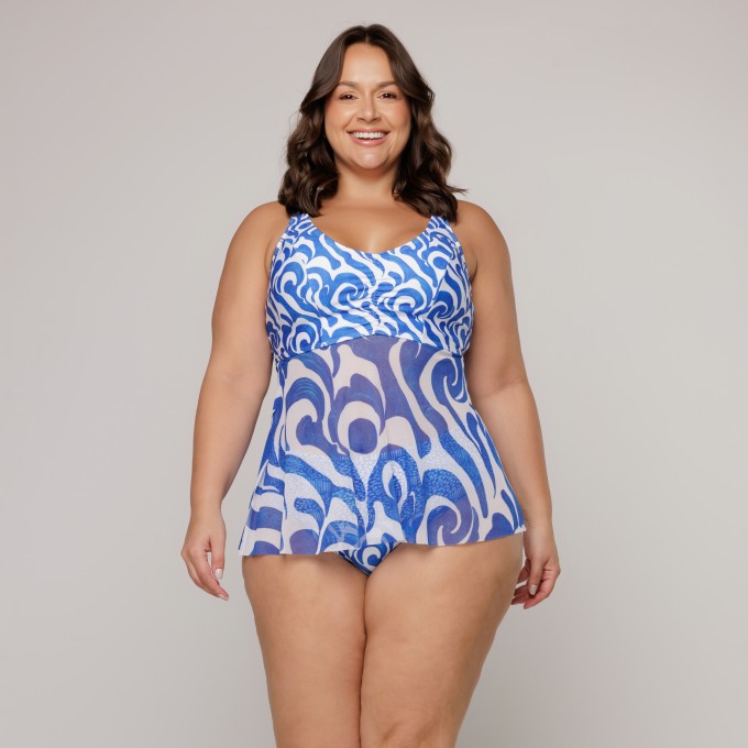 Top Biquini Blusa Sustentação Estampa Wave