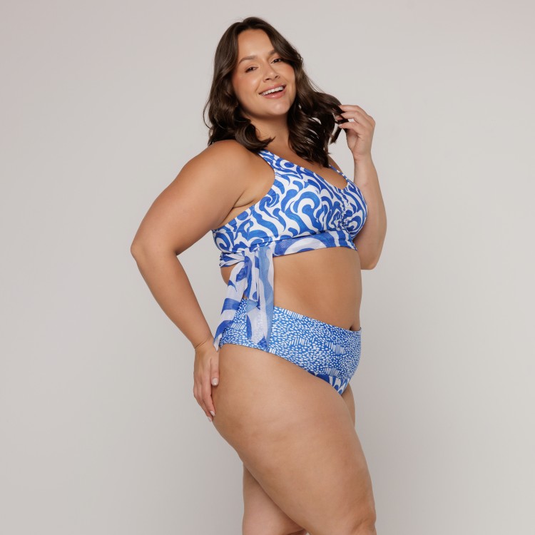 Top Biquini Blusa Sustentação Estampa Wave