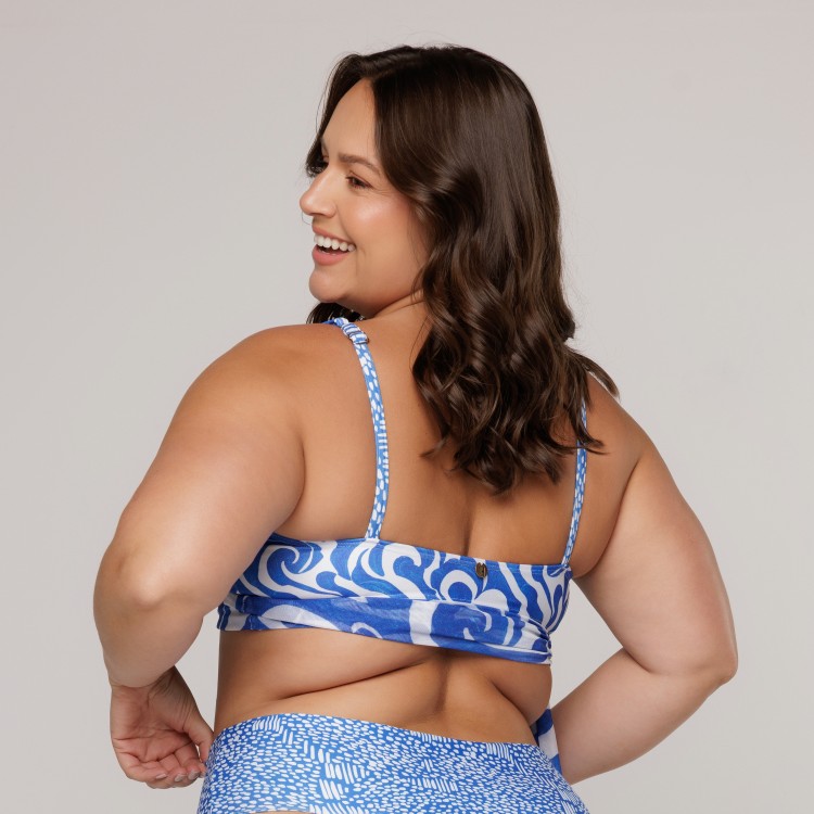 Top Biquini Blusa Sustentação Estampa Wave