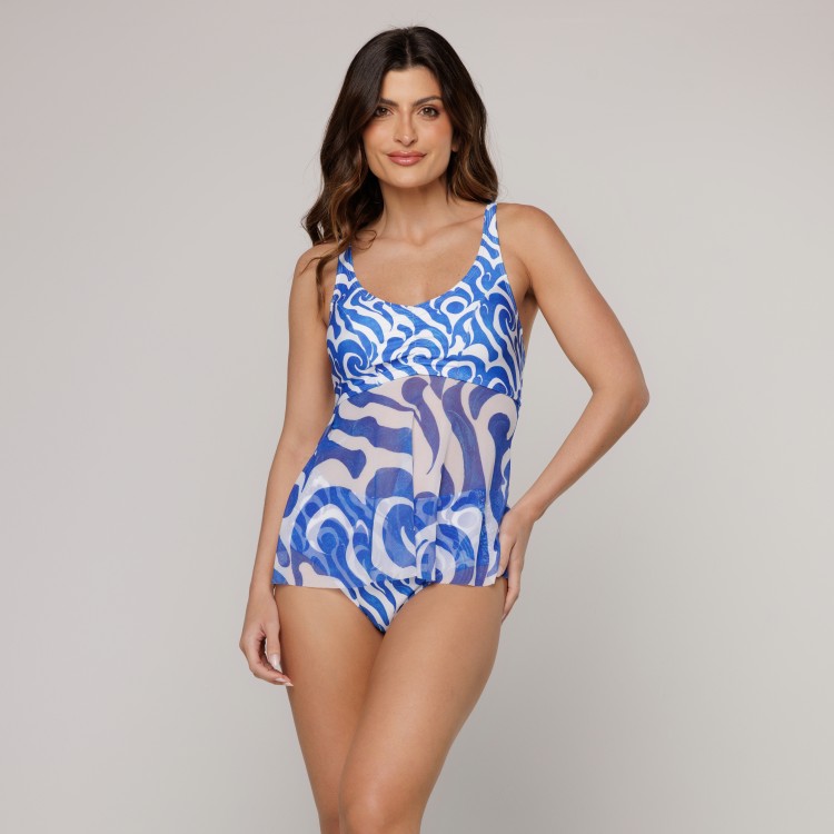 Top Biquini Blusa Sustentação Estampa Wave