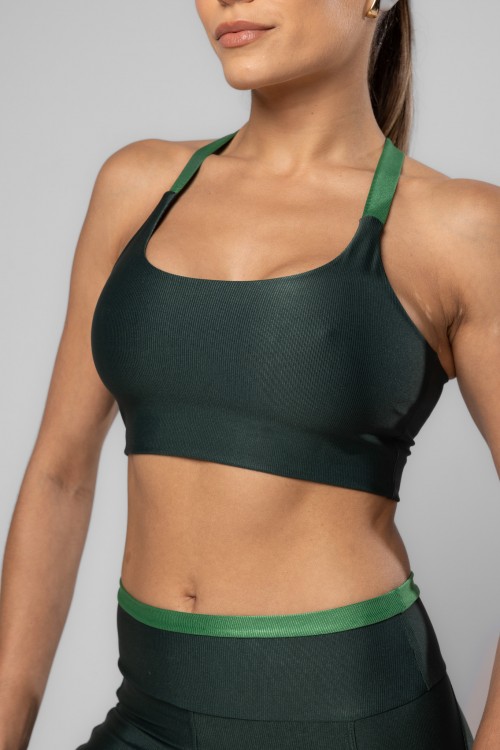 Top Fitness Canelado Bicolor Musgo