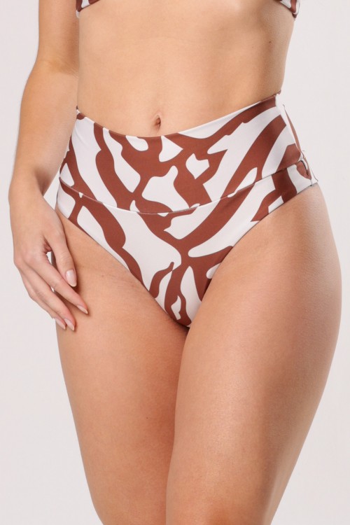 Calcinha Biquini Cós Alto Fio Duplo Estampa Duna