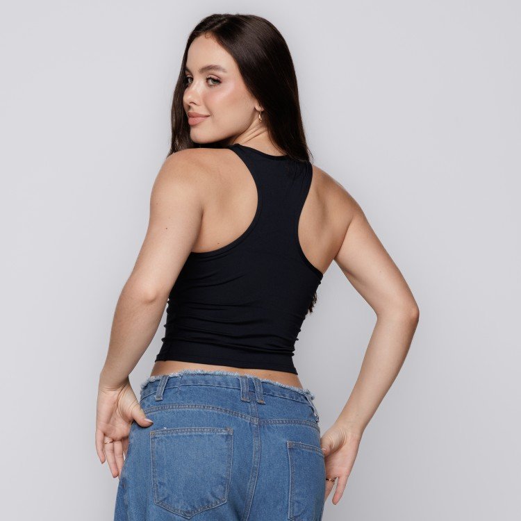 Blusa Decote Assimétrico Preto