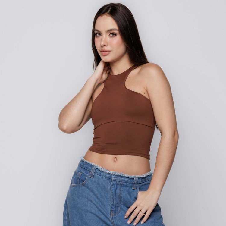 Blusa Decote Assimétrico  Capuccino