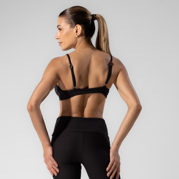 Top Fitness Alcinha Canelado Comfy Preto