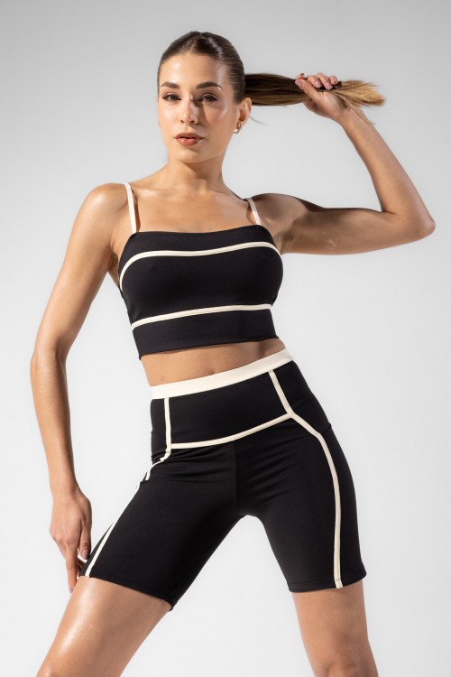 Bermuda Bicolor Recortes Preto