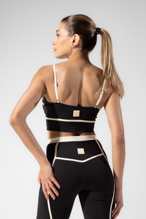 Bermuda Bicolor Recortes Preto