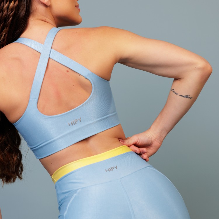 Top Fitness Canelado Azul Claro