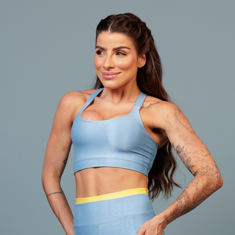 Top Fitness Canelado Azul Claro