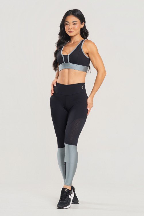 Top Fitness Preto com Cinza