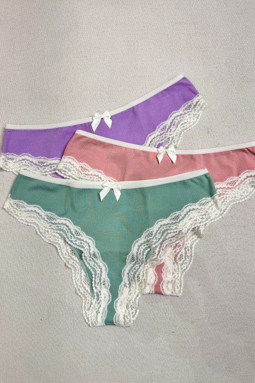 Kit com 3 Calcinhas Cores Variadas