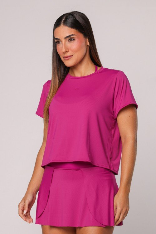 BLUSA MANGA CURTA BÁSICA MAGENTA