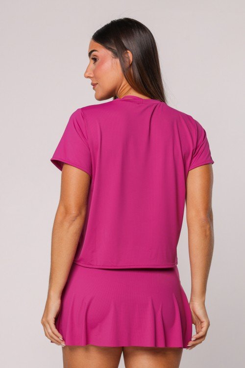 BLUSA MANGA CURTA BÁSICA MAGENTA