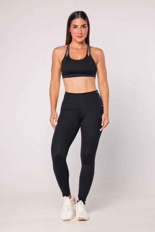 LEGGING BICOLOR COM BOLSOS E ELÁSTICO PERSONALIZADO PRETO