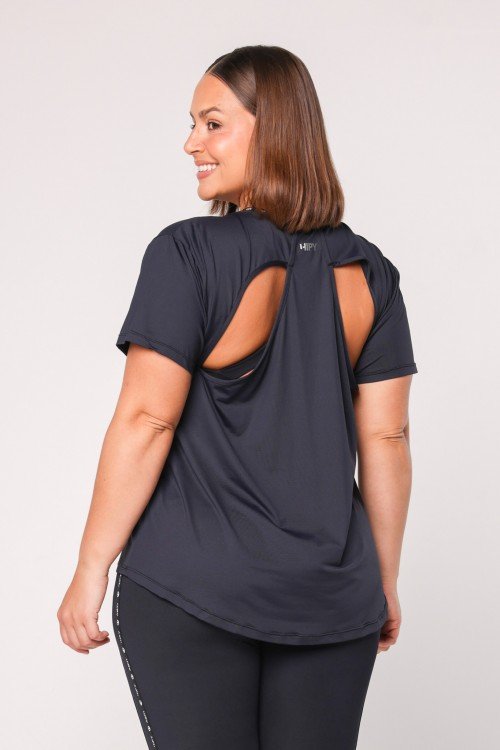 Blusa com Recorte Vazado nas Costas Preto