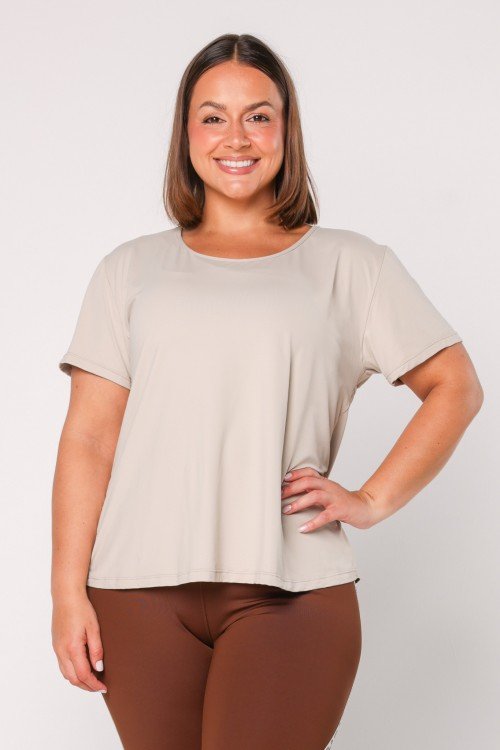 Blusa com Recorte Vazado nas Costas Tapioca