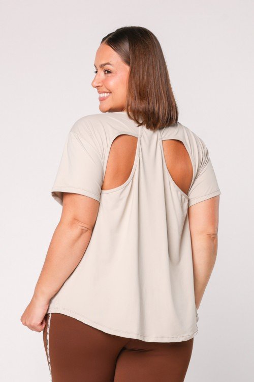 Blusa com Recorte Vazado nas Costas Tapioca