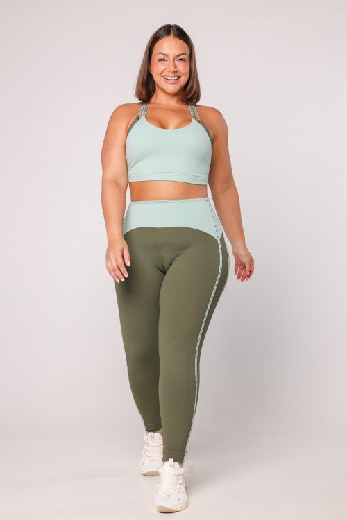 Legging Bicolor com Elástico Personalizado Vd. Escuro