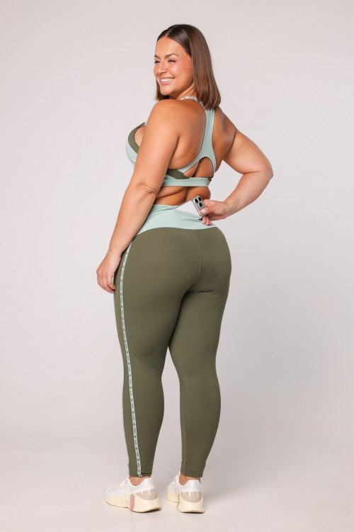 Legging Bicolor com Elástico Personalizado Vd. Escuro