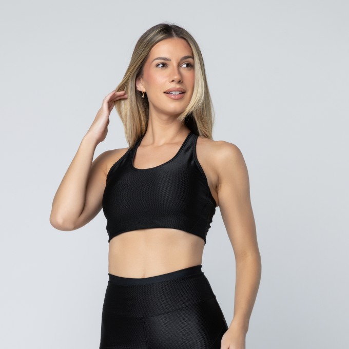 Top Fitness Nadador Com Textura Preto