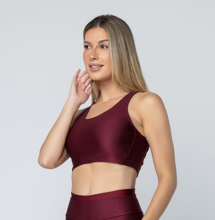 Top Fitness Nadador Com Textura Vinho