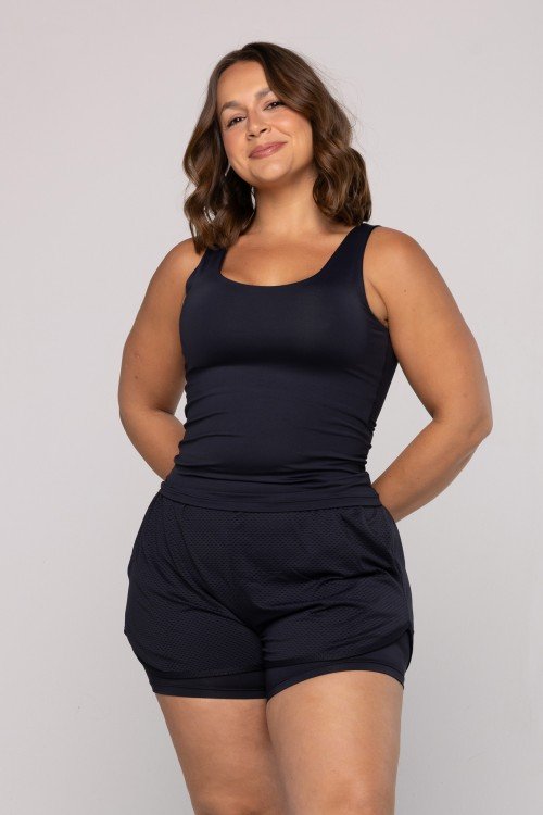 Short Dry Fit com Bolso Lateral Preto