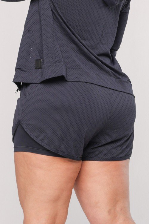 Short Dry Fit com Bolso Lateral Preto