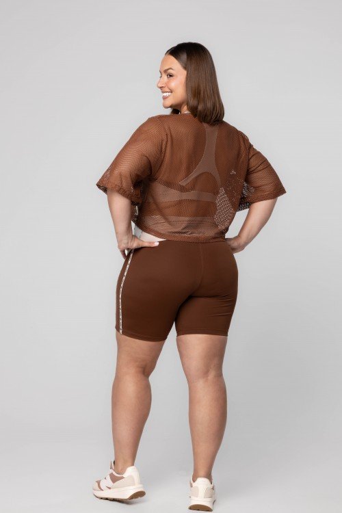 Blusa Cropped Tela Marrom