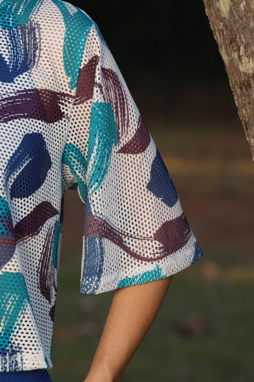 Blusa Cropped Tela Estampada