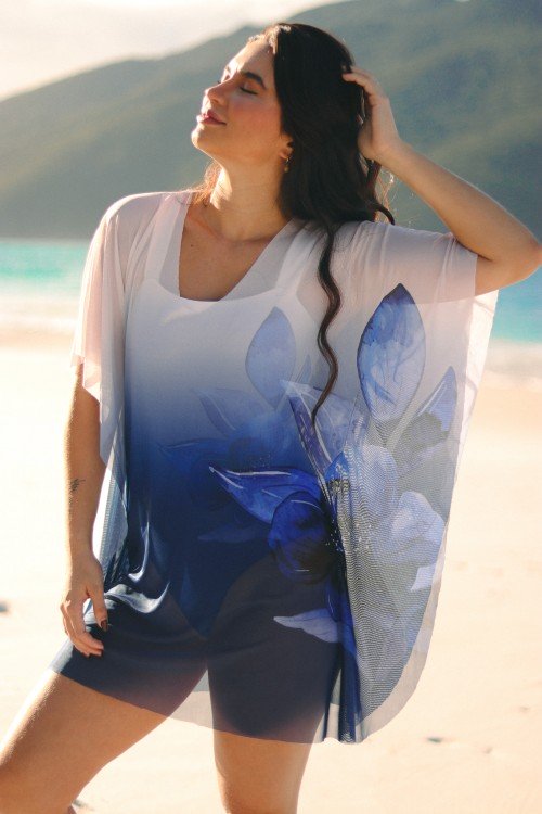 Saída de Praia Manga Morcego Estampada