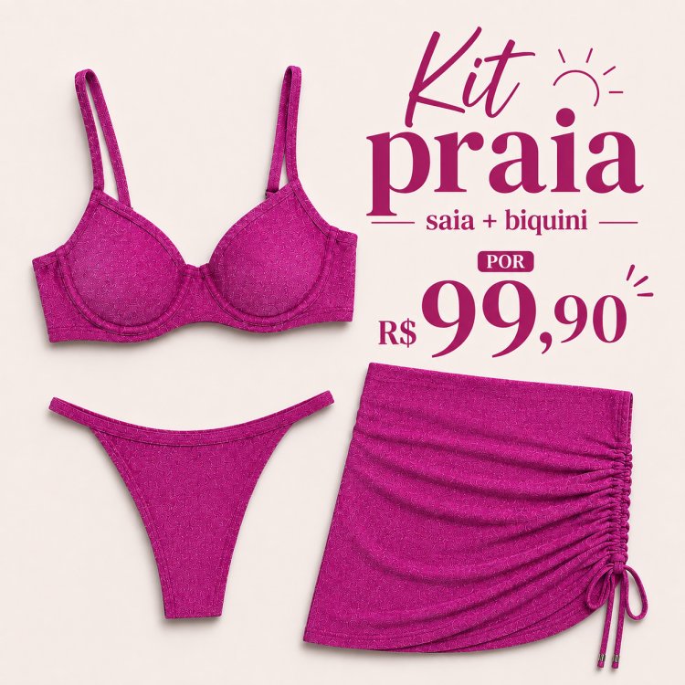 Kit Praia Roxo Escuro