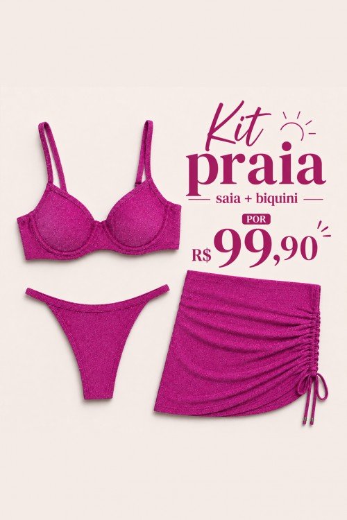 Kit Praia Roxo Escuro