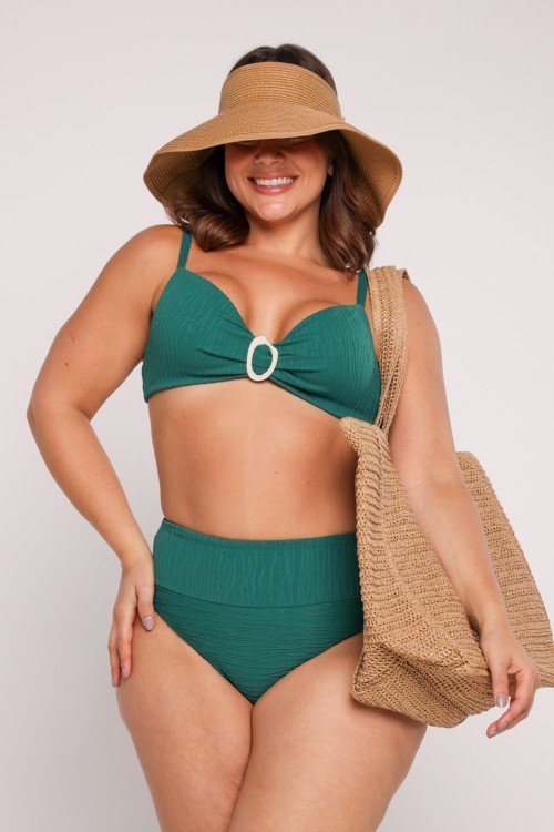 Top Biquini Metal Orgânico Verde Musgo