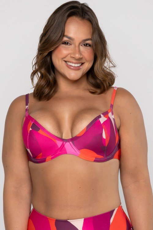Top Biquini Meia Taça Com Aro Estampado