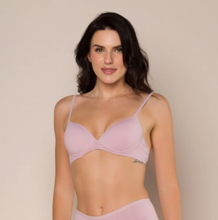 Sutiã Com Bojo Meia Taça Rosa Claro