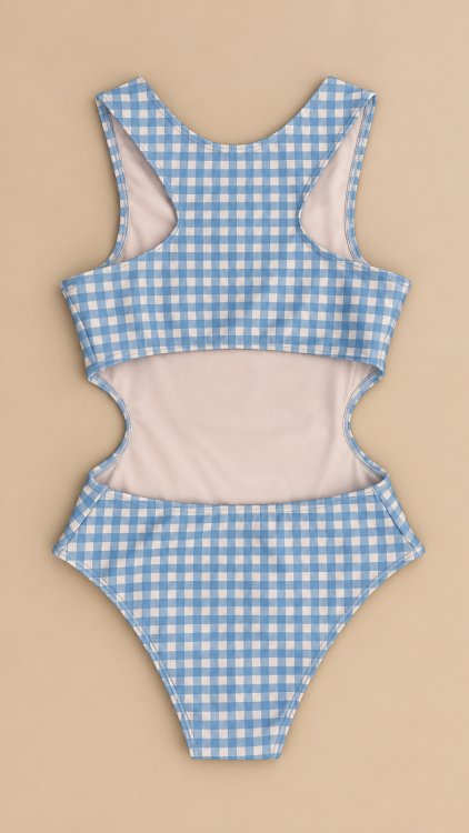 Body Maiô Infantil Engana Mamãe Xadrez Azul