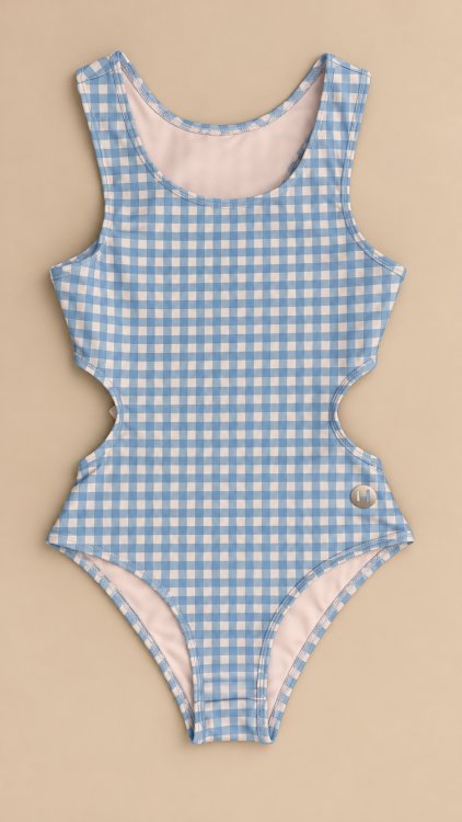 Body Maiô Infantil Engana Mamãe Xadrez Azul