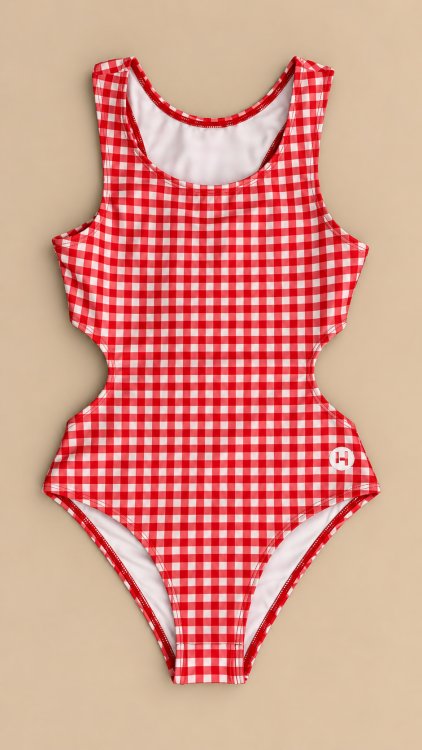 Body Maiô Infantil Engana Mamãe Xadrez Vermelho
