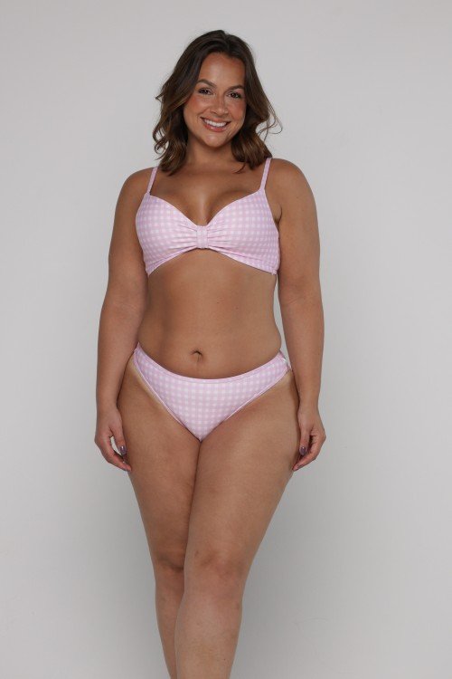 CALCINHA BÁSICA BUMBUM DUPLO XADREZ ROSA