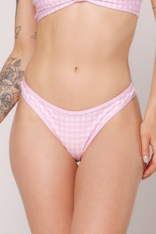 CALCINHA BÁSICA BUMBUM DUPLO XADREZ ROSA