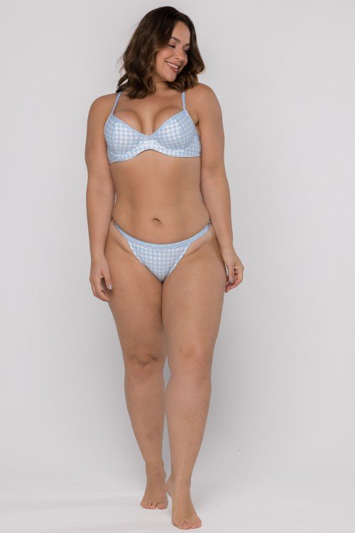 Calcinha Tanga Xadrez Azul