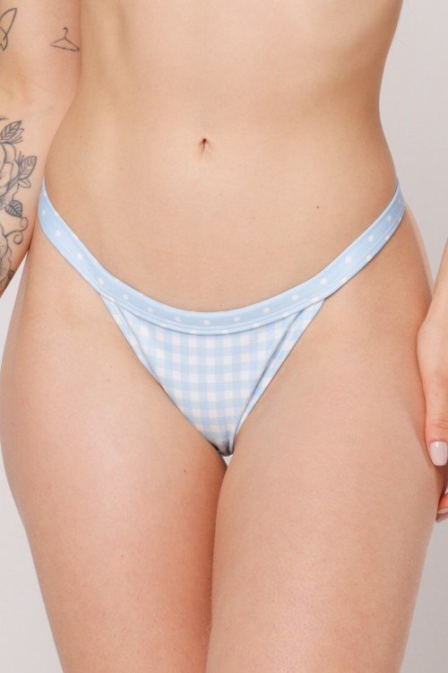 Calcinha Tanga Xadrez Azul