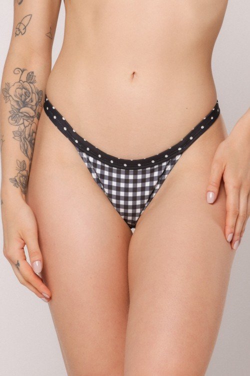 Calcinha Tanga Xadrez Preto